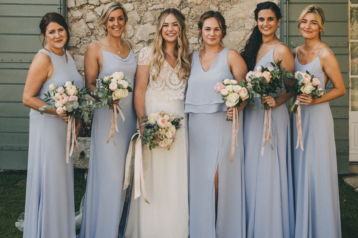 Mixed blue bridesmaid dresses best sale