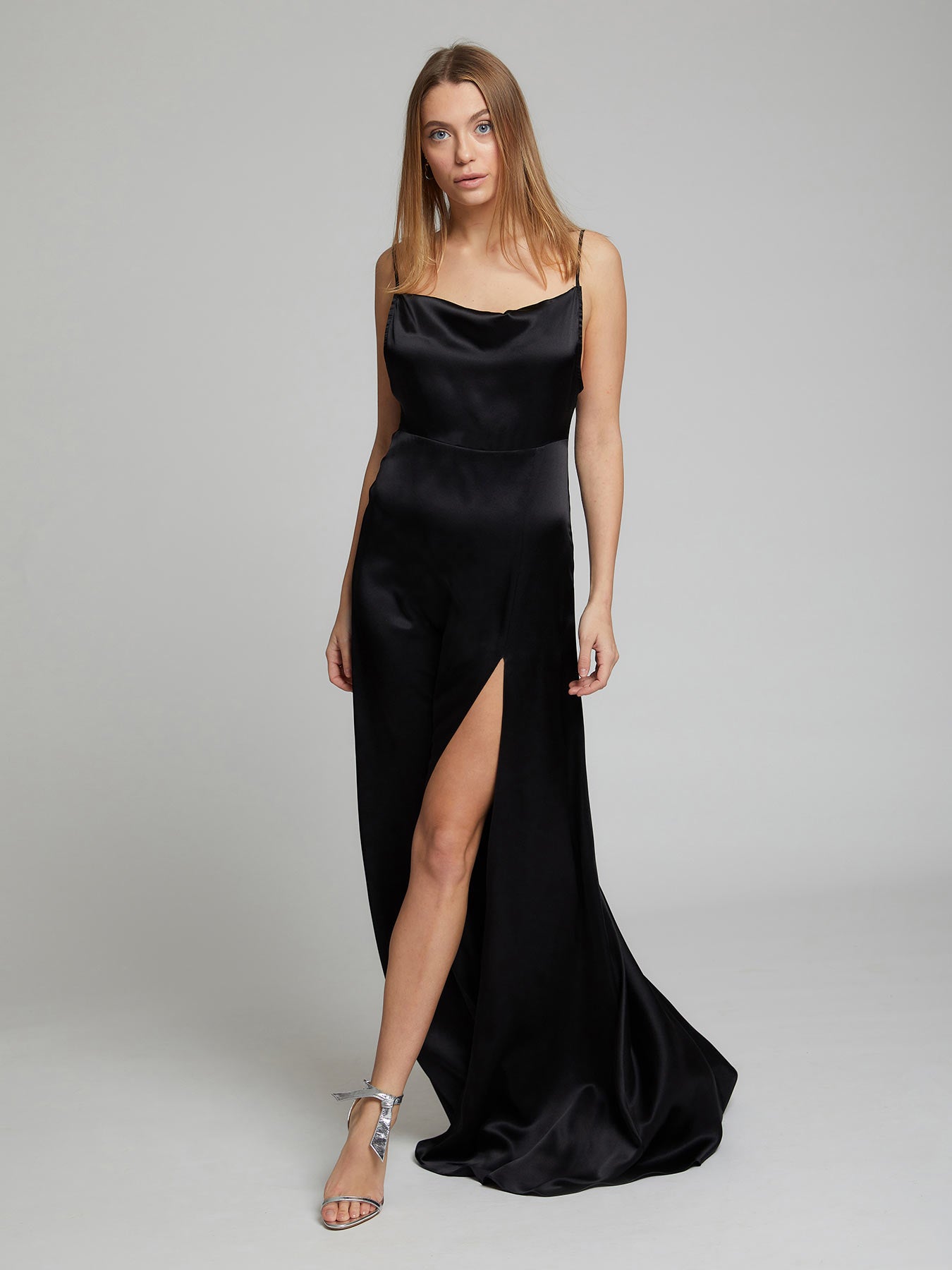 Salome silk slip dress in black | Constellation Âme